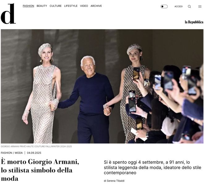 乔治·阿玛尼去世享年91岁麻将胡了“时尚之王”陨落！(图2)